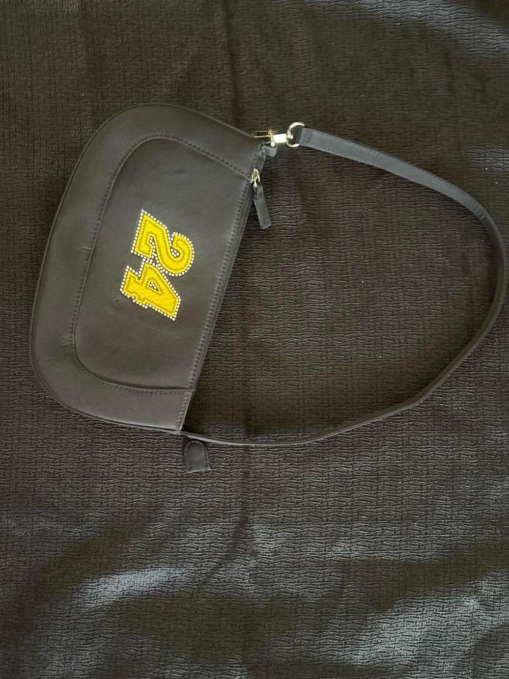 & Other Stories Black Belt Bag with Yellow '24' Patch